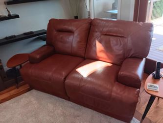 Luxury furniture downsizing sale leather loveseat from Macys