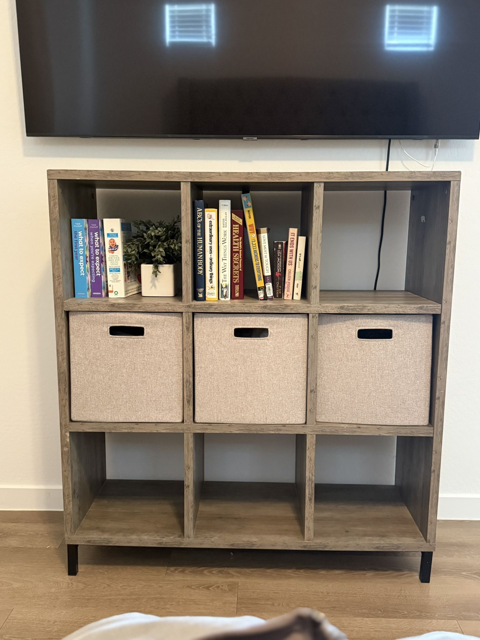 Wood Cube Storage Shelf / Bookcase with Bins