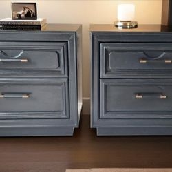 Refinished Black Nightstands (Set Of 2) Solid Wood