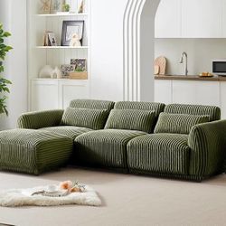 Sectional Sofa Couch,Sectional Couches for Living Room,Modular Sectional Sofa,Cloud Couch,L Shaped Couch with Removable Ottomans.(3seat+1 Ottoman,Gree