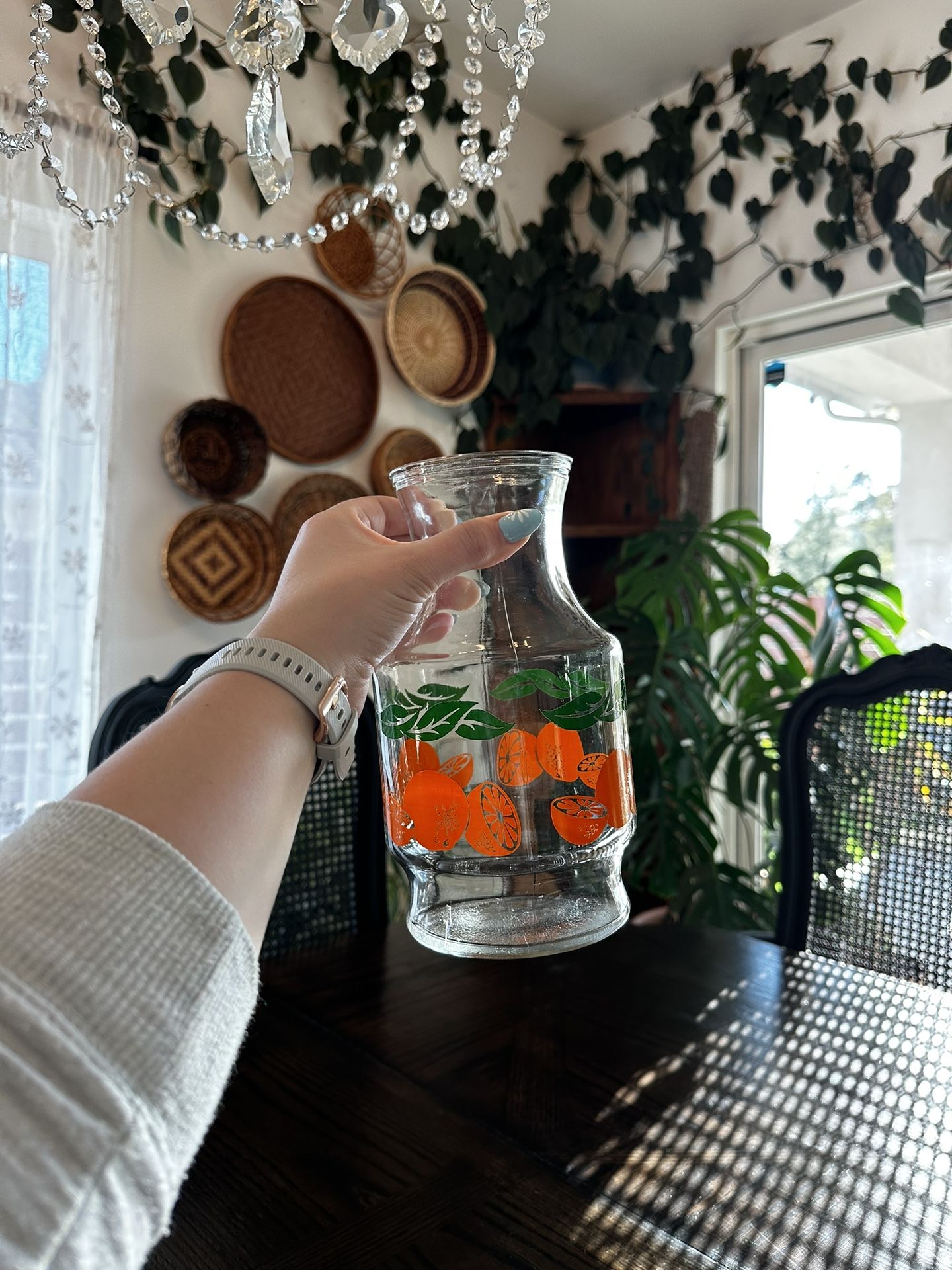 vintage anchor hocking orange juice carafe
