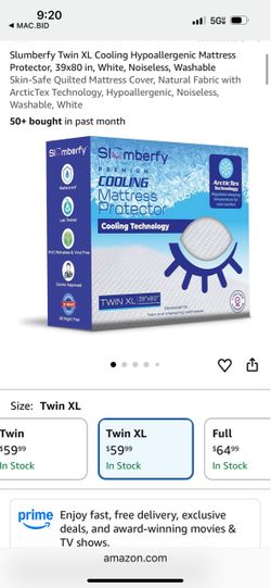 Waterproof sheets, Slumberfy Twin XL Cooling Hypoallergenic Mattress Protector, 39x80 in, White, Noiseless, Washable