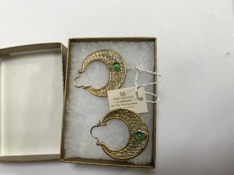 Metropolitan Museum of Art NY Tiffany Filigree 18k Gold Overlay Hoop Earrings
