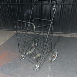 Folding Shopping Cart, 15” D x 17” W x 22” H