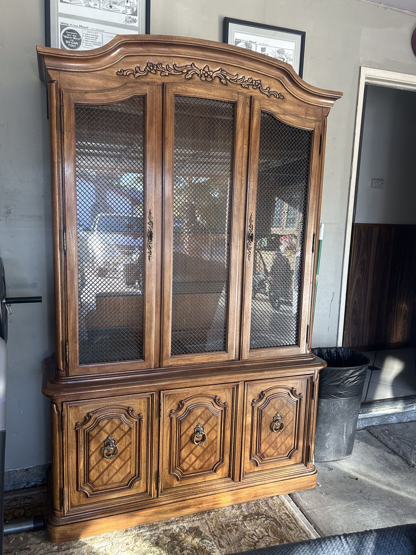 Wood Glass Cabinet With Shelves  