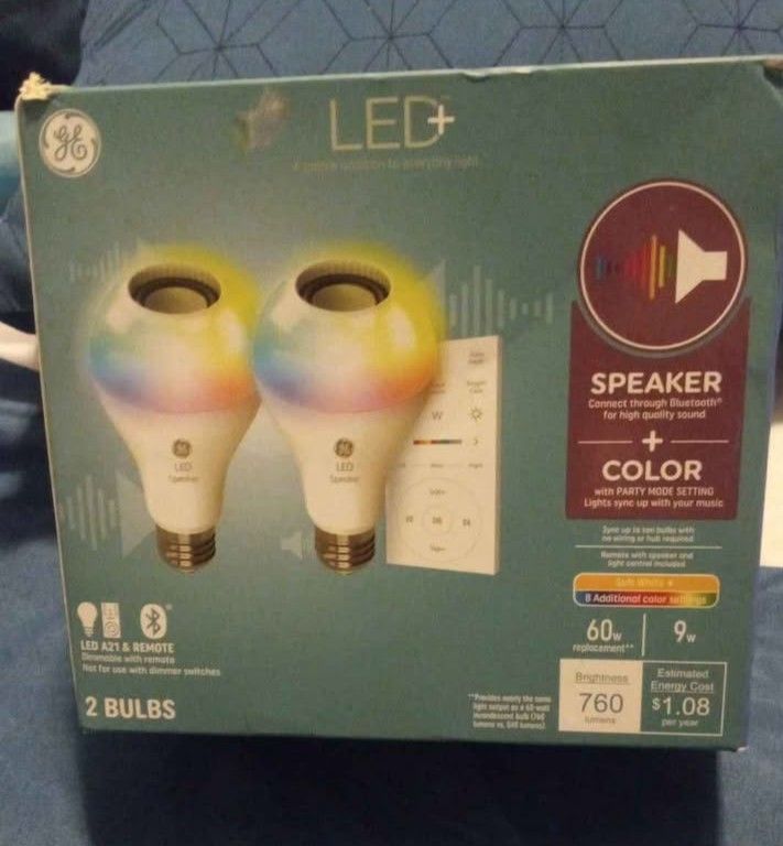 GE Bluetooth Lightbulb Speakers With Remote 