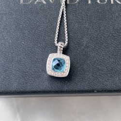 Petite Albion Silver Diamond Blue Necklace