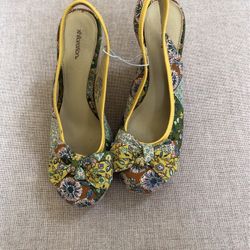 Floral Print Wedge Shoes