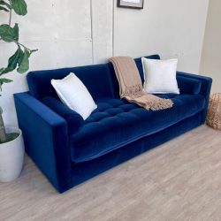 Article "Sven" 88" Tufted Velvet Sofa Bed - Plush Cascadia Blue