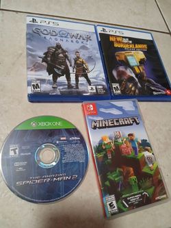 2 PlayStation 5 games plus Spider-Man 2 for Xbox One, and the Minecraft Nintendo Switch case only.