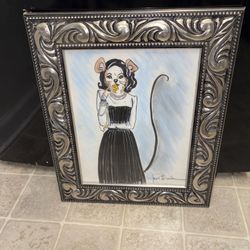 Beautiful, Framed Mouse Artwork, Drawing Signed