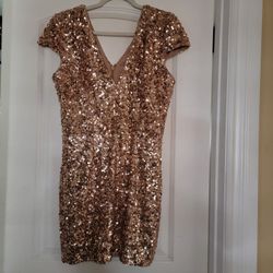 Gold Rose Sequined Dress