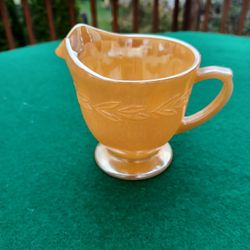 Fire King Oven Ware Peach Luster Laurel Leaf Cream Pitcher