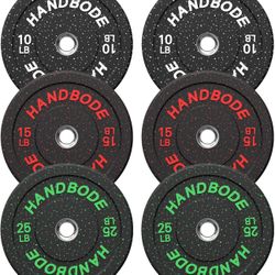 2-Inch Weight Plates High Bounce, Olympic Bumper Plate Set 45/100/160/190/260/300lb, Colored Weight Plates Set for Home Gym, Barbell Weights Rubber St