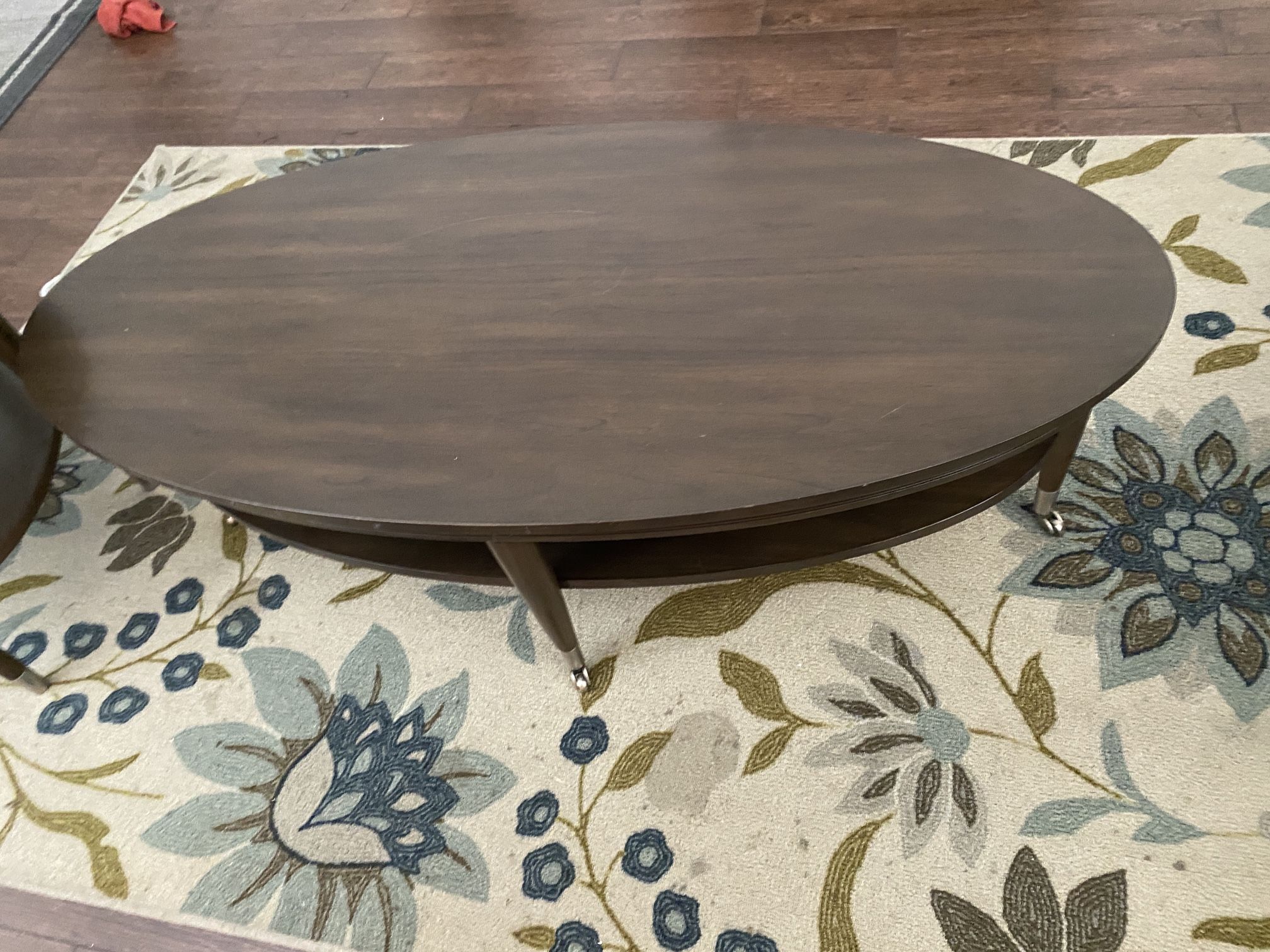 Brown Oval Shape Coffee and End Table