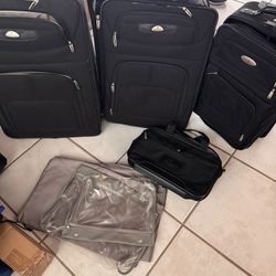 3 Rolling Luggages  1 Small Briefcase Samsonite And American Tourister  All Fit Into One 4 Pieces 