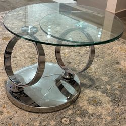Glass Table With Chrome Base 