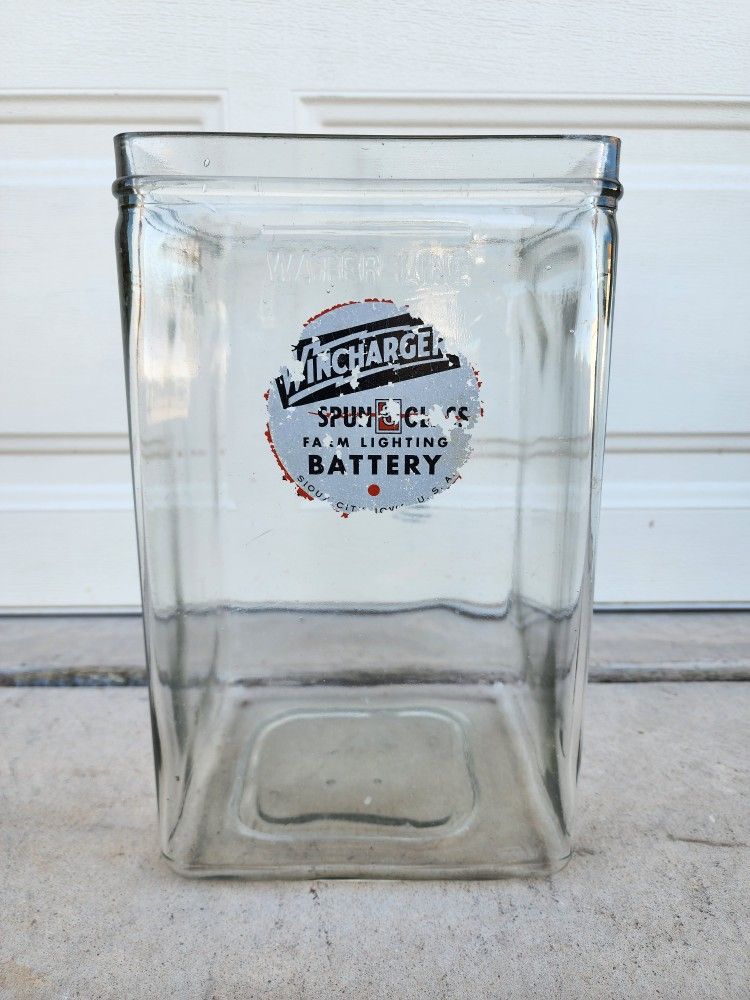 Antique Wincharger Spun Glass Farm Lighting Battery Jar Container