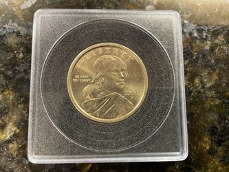 Sacagawea One Dollar Coin 2001 (Rare) in mint condition, encased and restored