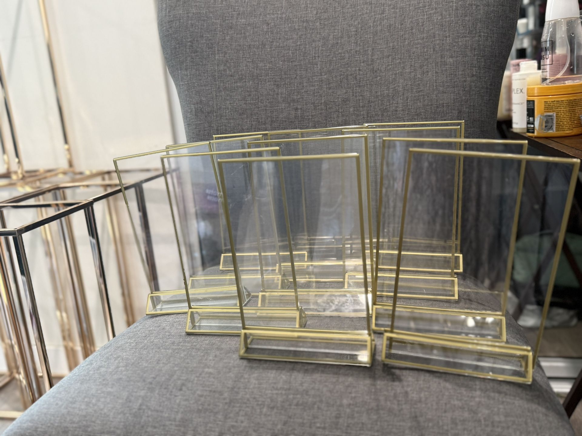 Gold And Transparent Photo Stands Set Of 12