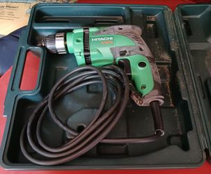 USED HITACHI D10VH 3/8" CORDED DRILL W/6 AMP MOTOR & INJECTION MOLDED PLASTIC CARRYING CASE