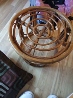 2 vintage French bamboo & rattan stool