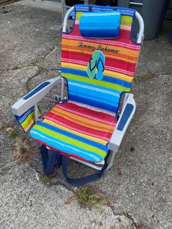 Tommy Bahama Backpack Beach Chair – Multicolor Striped Flip-Flop Design – $40 OBO