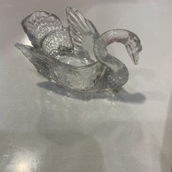 Decorative Swan Clear Glass Trinket Holder