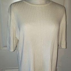 Worthington Off White/Beige Short Sleeve Blouse/Top (Size XL)
