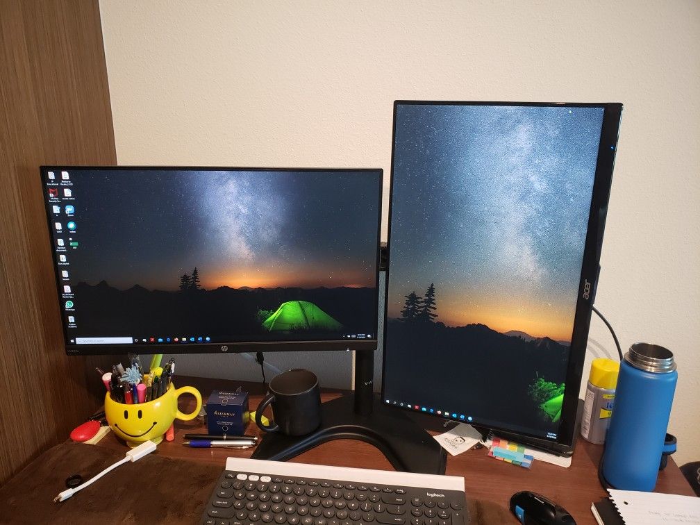 Dual screen monitor setup 24 inch x2