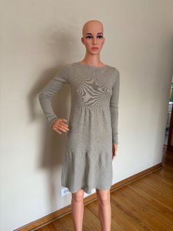 MM1 Beige Knit Sweater Dress – Long Sleeve Empire Waist Size 4