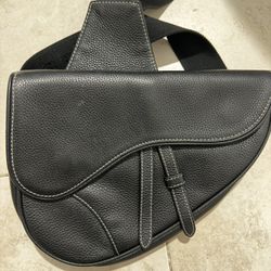 Christian Dior Black Grained Calfskin Shoulder Saddle Bag