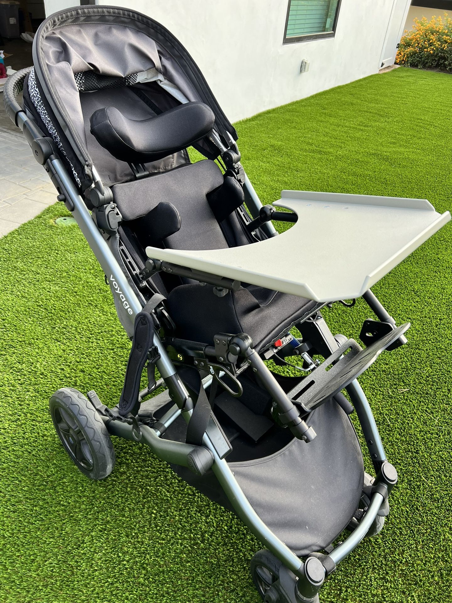 Zippie Voyage Adaptive Stroller Wheelchair With Tray And Canopy