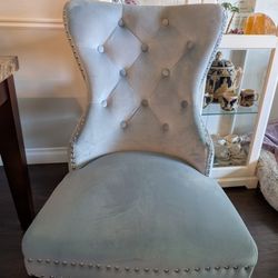 6 Light Blue Velvet Chairs