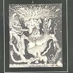 Original R.S. Connett Signed Ink Drawing (2000) – Framed – Dark Surreal Art