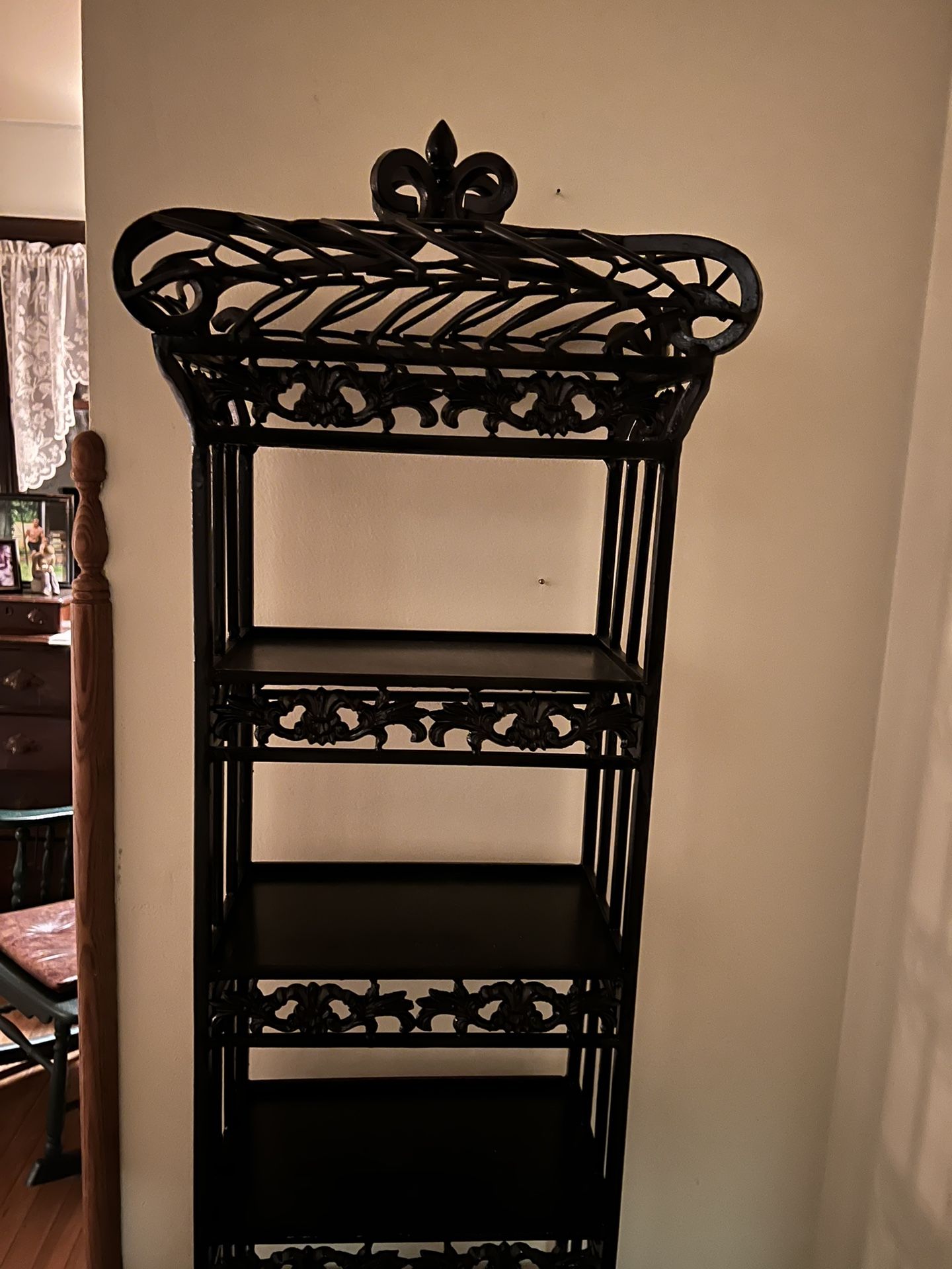 Vintage Wrought Iron Very Very Heavy Standing Shelf. 6 Shelves .