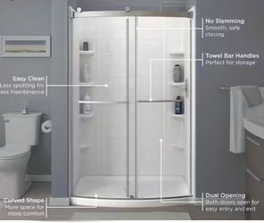 American Standard OVATION CURVED SLIDING Shower door brushed nickel New