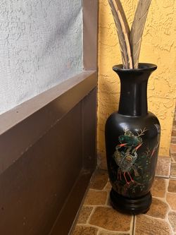 Vintage Japanese Vase Decorated With birds & Flowers