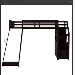 Kids Twin Loft Bed With Slide
