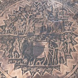 Vintage Persian Middle Eastern Copper Tray 