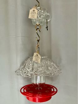 Vintage Glass Hummingbird Feeder & Accessories - Handmade Gift