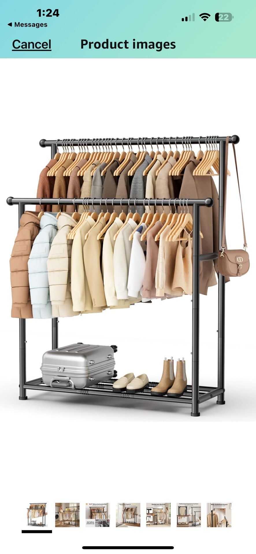 MISSLO Double Rods Garment Rack Heavy Duty Clothing Rack for Hanging ...