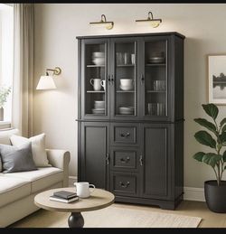 Vintage Style Glass Door Bookcase