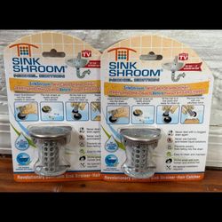 2-Pack SinkShroom 1" - 1.25" Sink Drain Protector Hair Catcher in Brushed Nickel