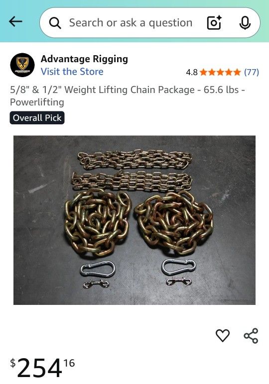 🏋️‍♂️ Advantage Rigging 5/8" & 1/2" Weightlifting Chain Package - 65.6 lbs Total - Powerlifting / CrossFit