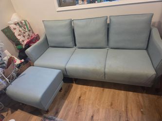 Blue Apartment Sofa with Ottoman