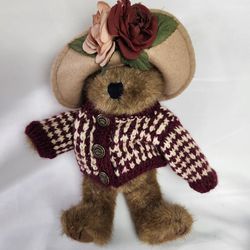 Boyds Bears Mrs Mertz Sweater Flower Hat Jointed 11” . 