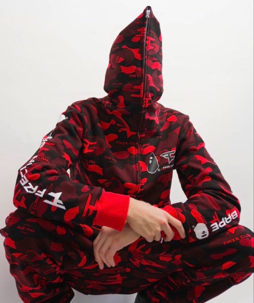 Original Official BAPE × FAZE CLAN full zip hoodie Red A Bathing Ape,