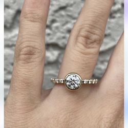 Beautiful .80 Round Moissanite 10k Gold Ring