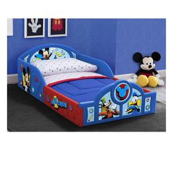 Tyler’s Mickey Mouse Bed With Mattress Sheets, And Blanket